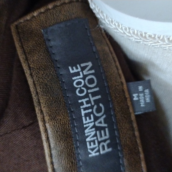 MEN'S M KENNETH COLE REACTION BROWN WASHED OUT AWESOME GRUNGE LOOK LEATHER COAT - Picture 14 of 16